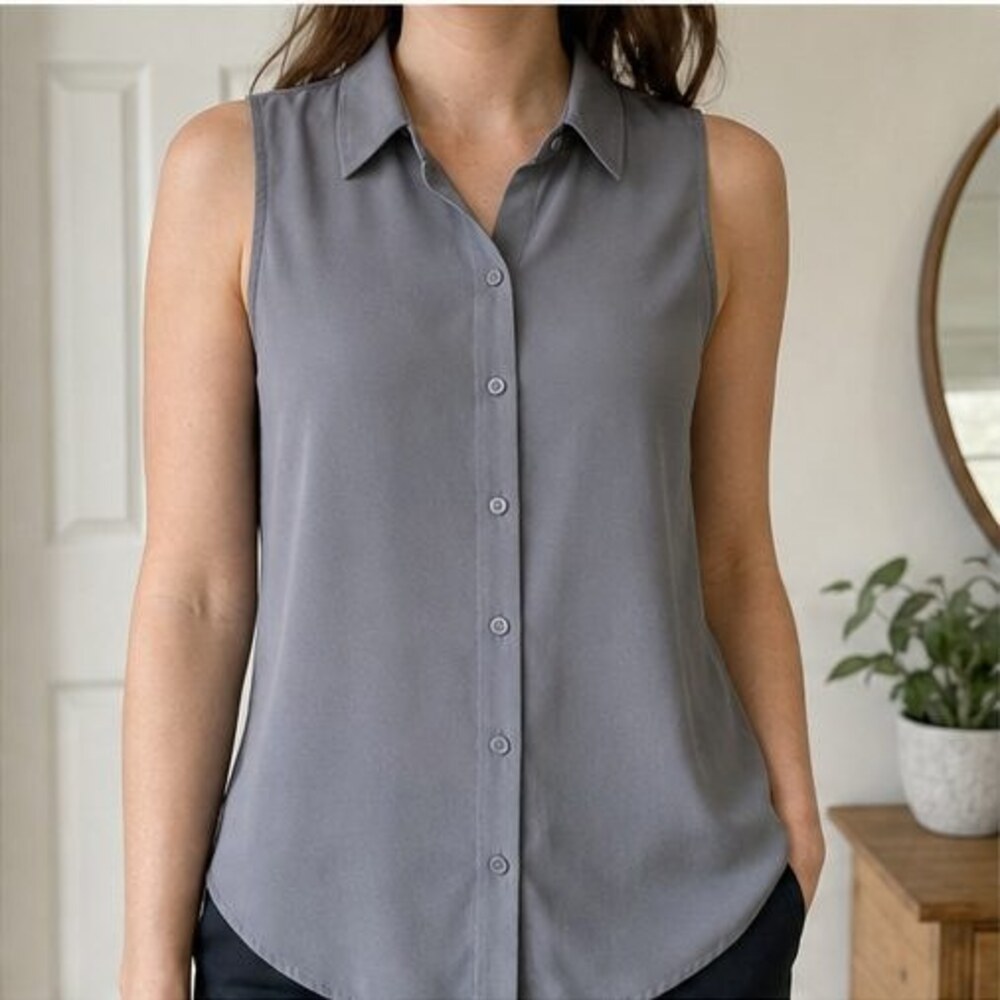 Gray Button Blouse - Picture 2 of 6